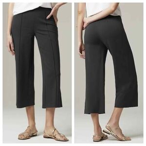 J. Jill Wearever Double-Face Jersey Pintucked Crops Wide Leg Black M NWT